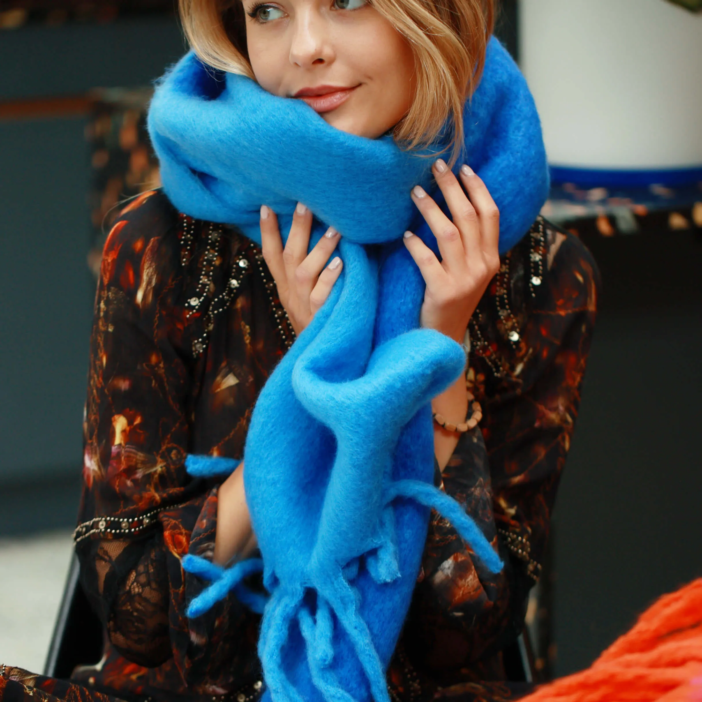 100% Certified Recycled Chunky Knit Oversized Ombre Scarf