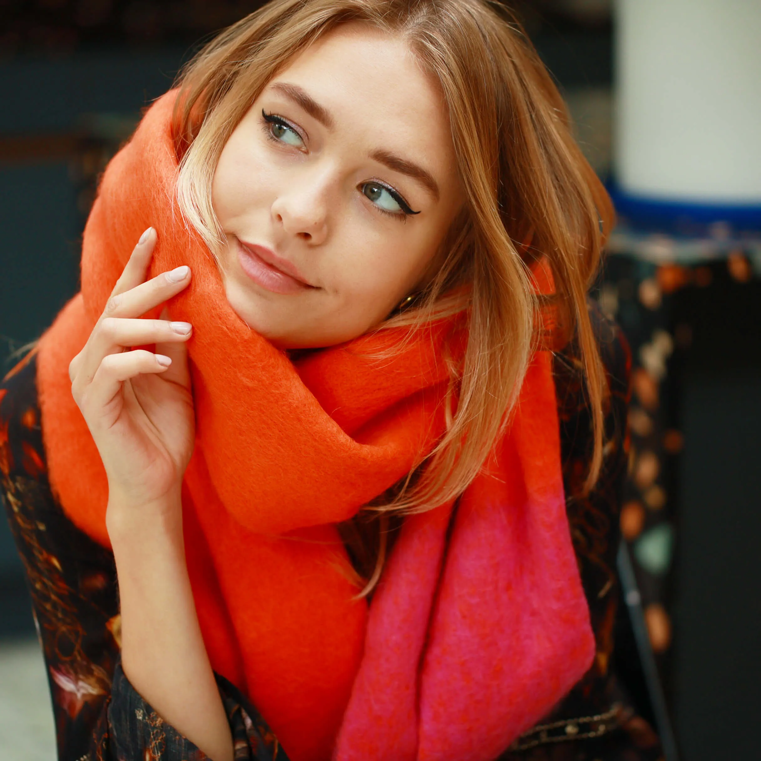 100% Certified Recycled Chunky Knit Oversized Ombre Scarf