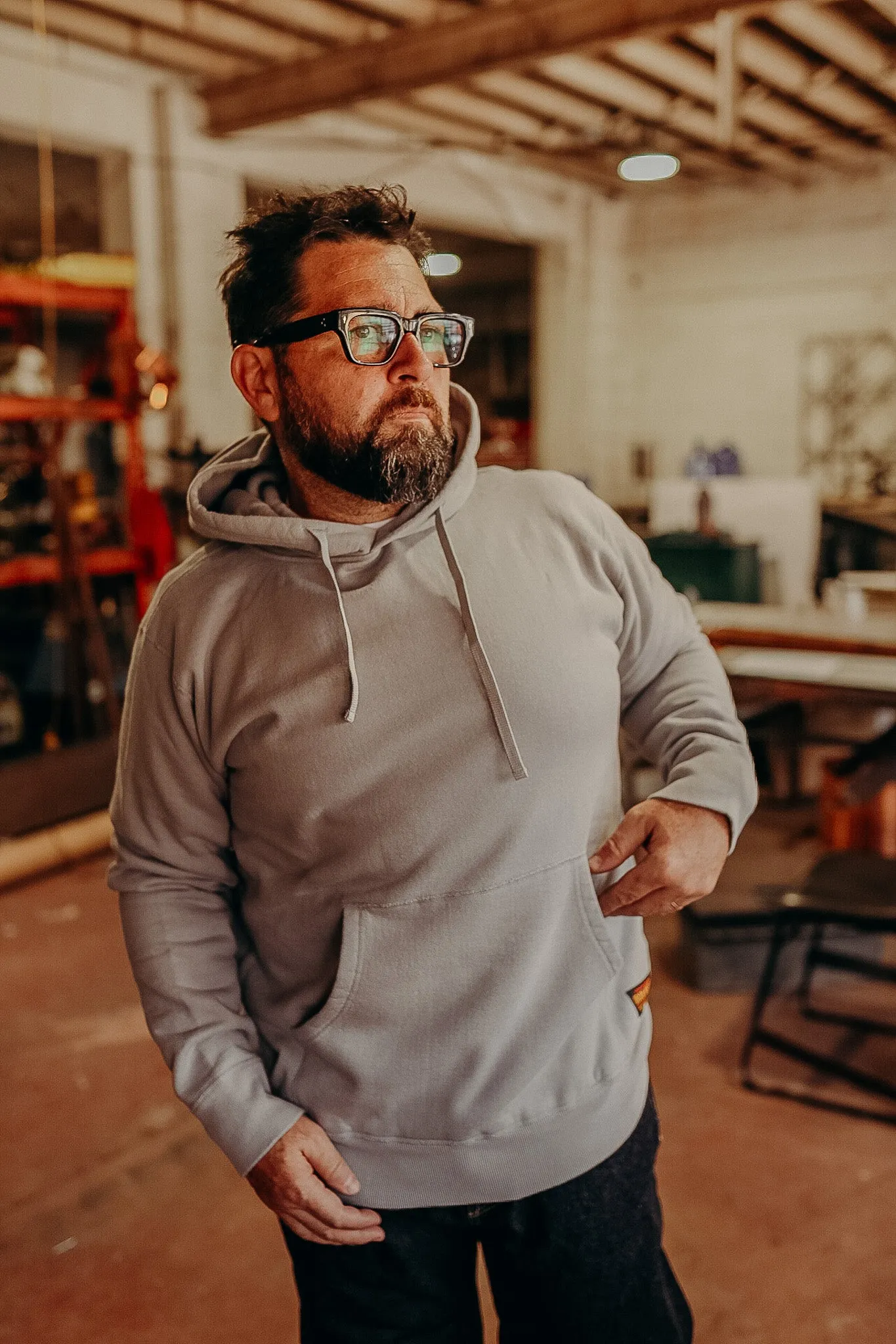 14oz Ultra Heavyweight Loopwheel Cotton Hoodie - GREY