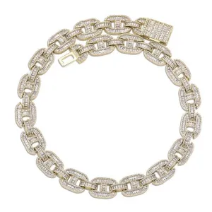 15mm Prong Setting  Cuban Link Chain Necklace