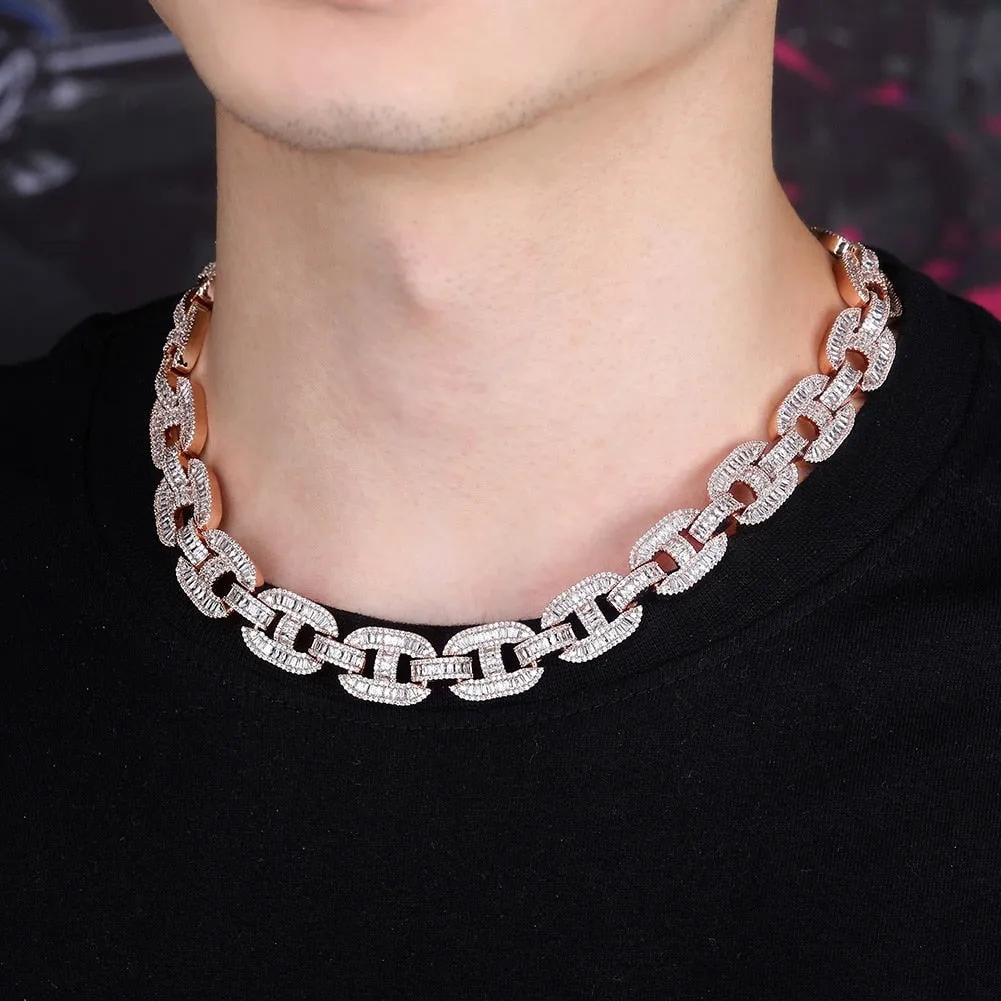 15mm Prong Setting  Cuban Link Chain Necklace