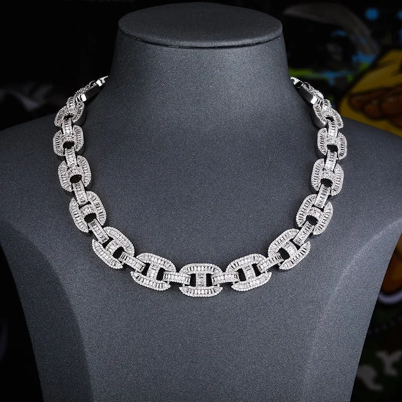 15mm Prong Setting  Cuban Link Chain Necklace