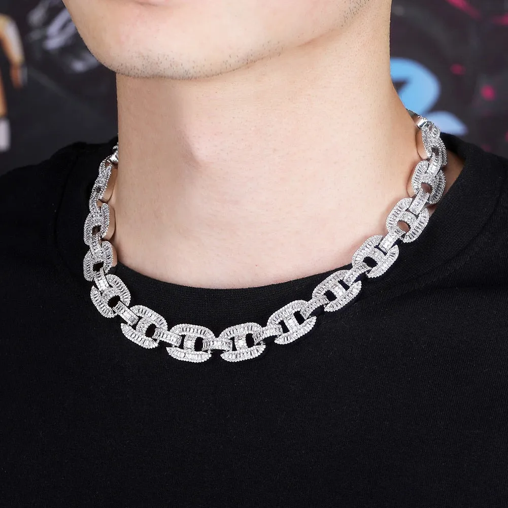 15mm Prong Setting  Cuban Link Chain Necklace