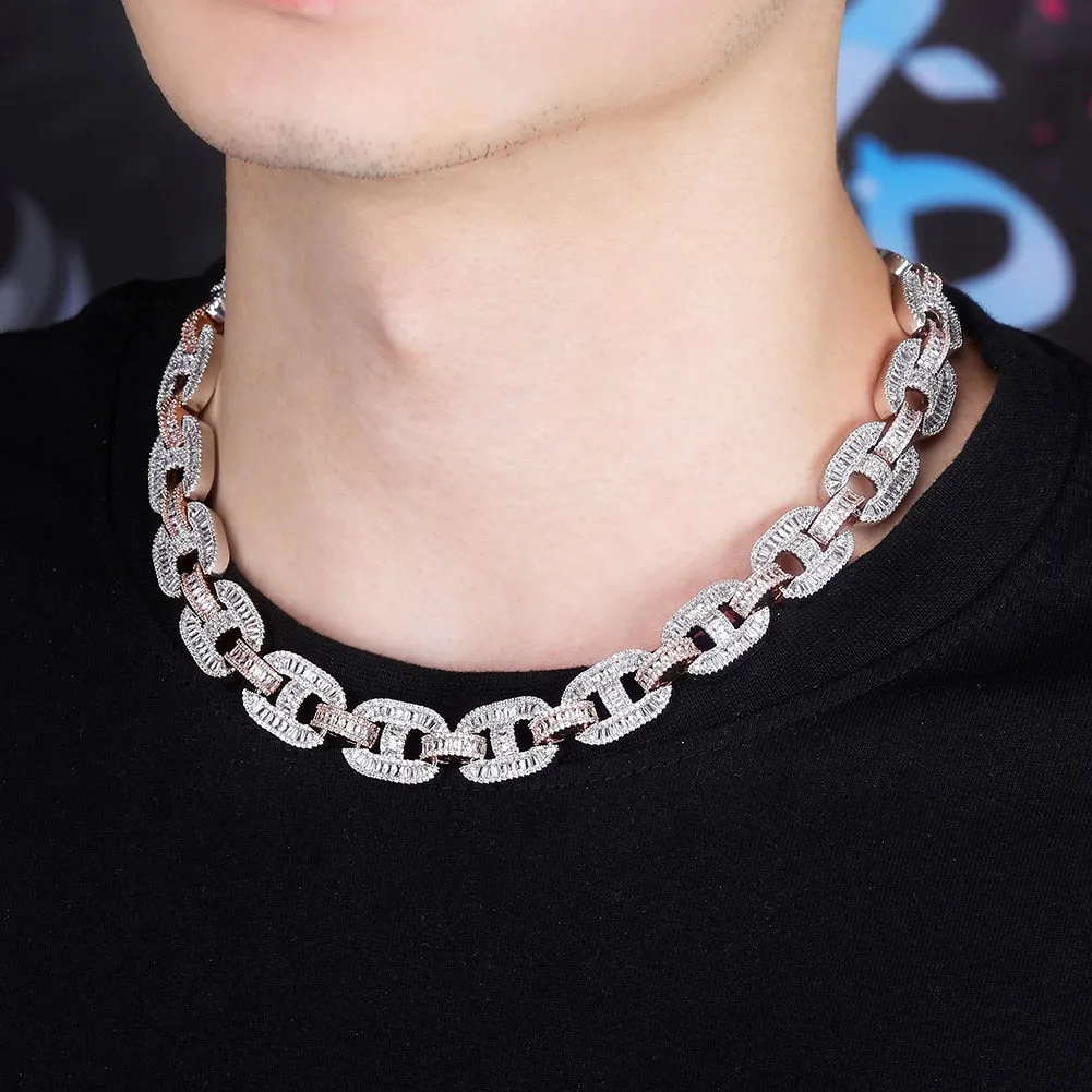 15mm Prong Setting  Cuban Link Chain Necklace