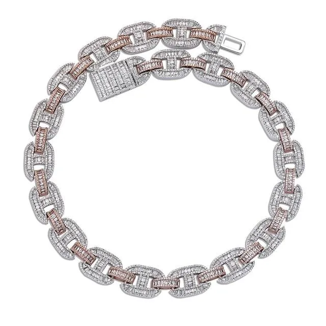 15mm Prong Setting  Cuban Link Chain Necklace