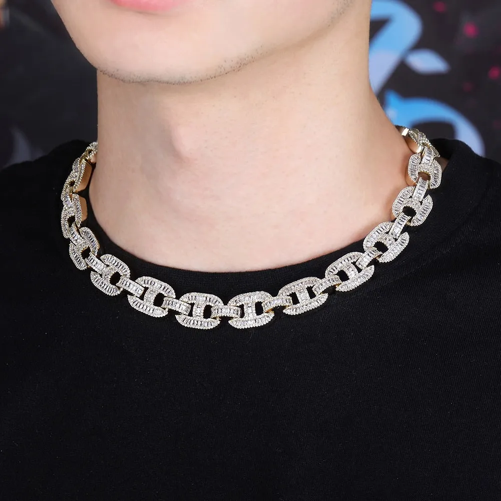 15mm Prong Setting  Cuban Link Chain Necklace