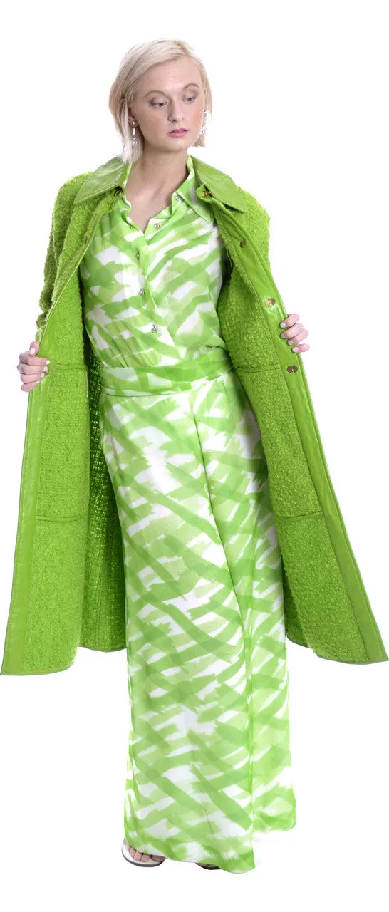 1960s Fred Perlberg Originals Vintage Palazzo Pants Outfit As New Green Silk Chiffon