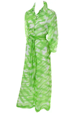 1960s Fred Perlberg Originals Vintage Palazzo Pants Outfit As New Green Silk Chiffon