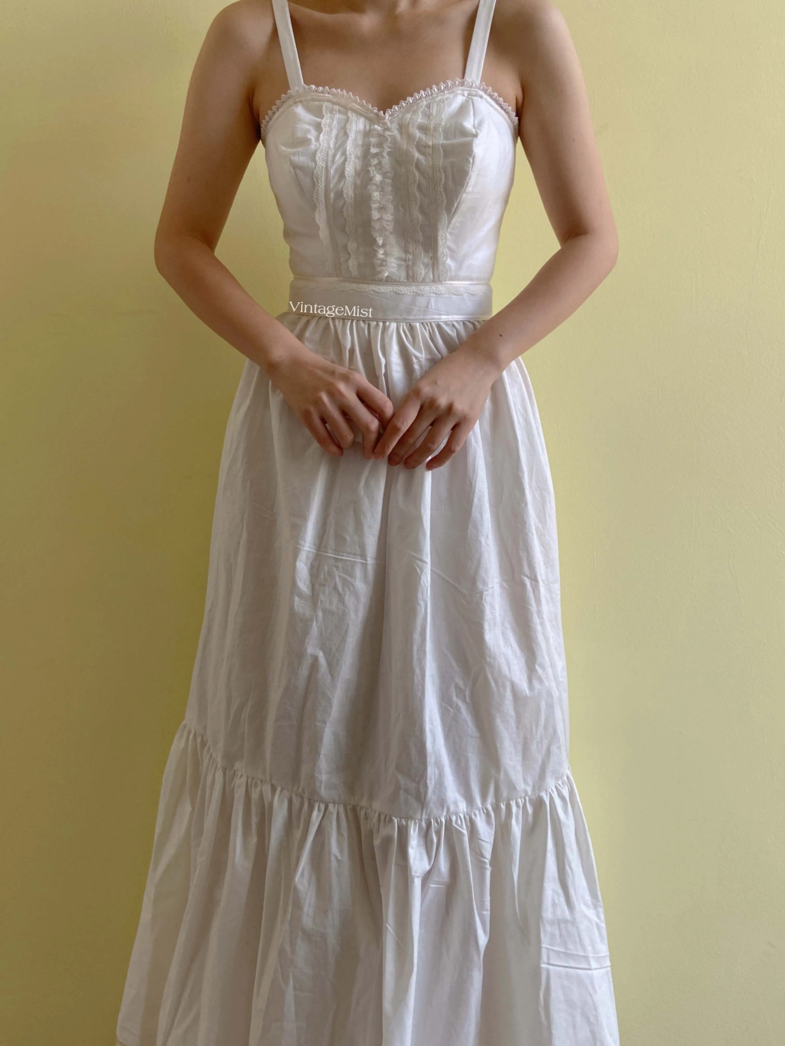 1970s Strap Lace Corset Dress