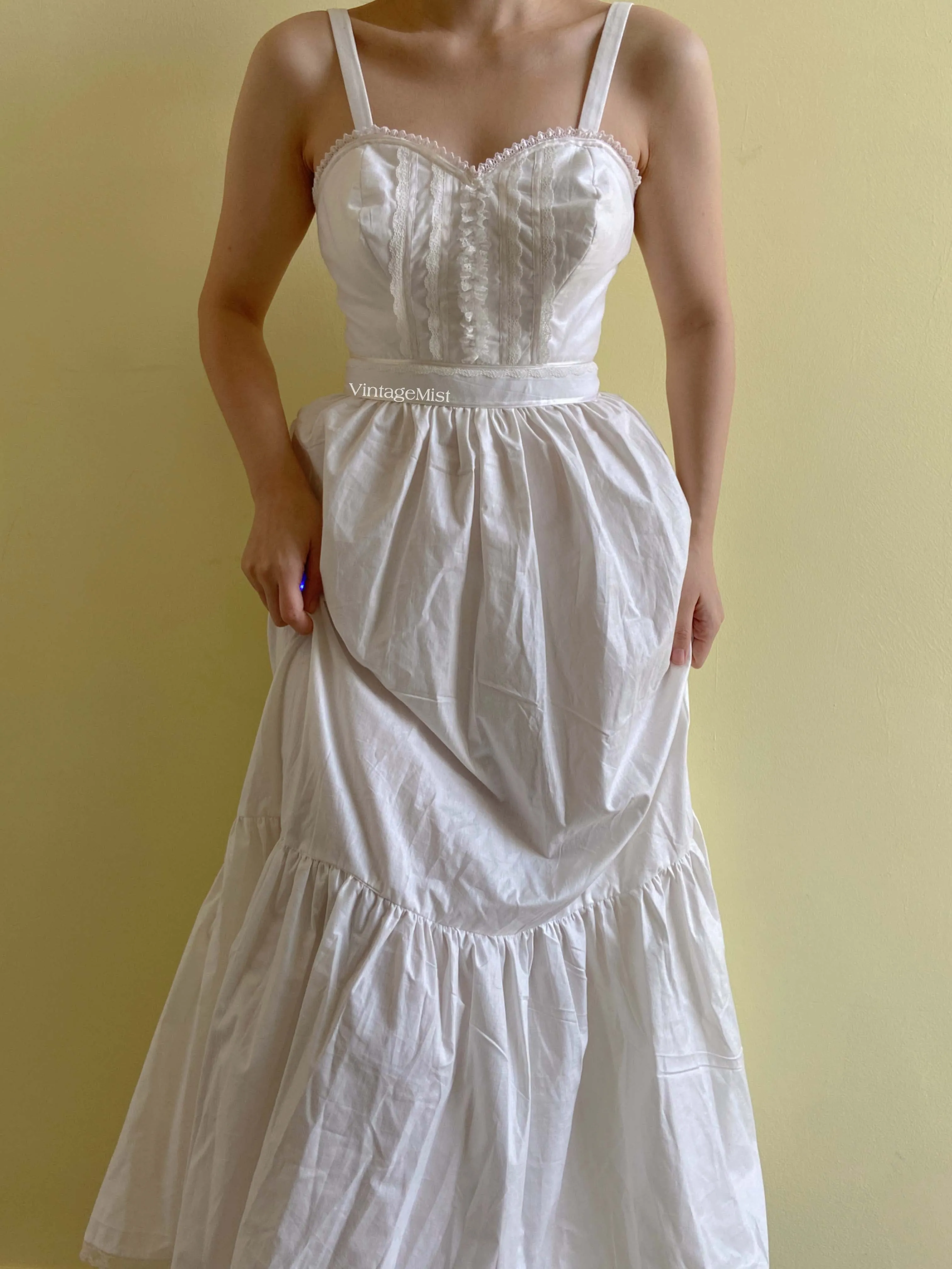 1970s Strap Lace Corset Dress