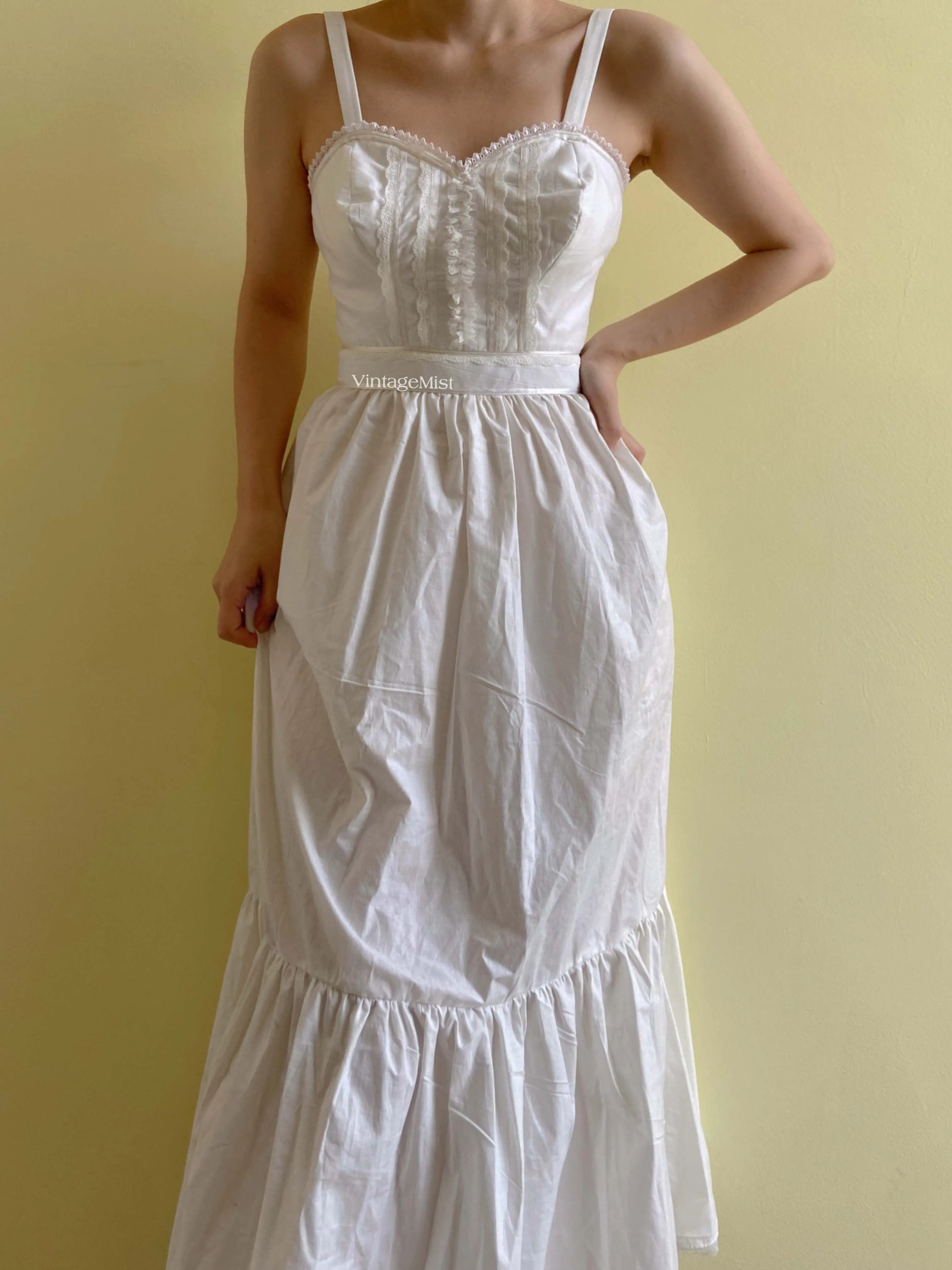 1970s Strap Lace Corset Dress