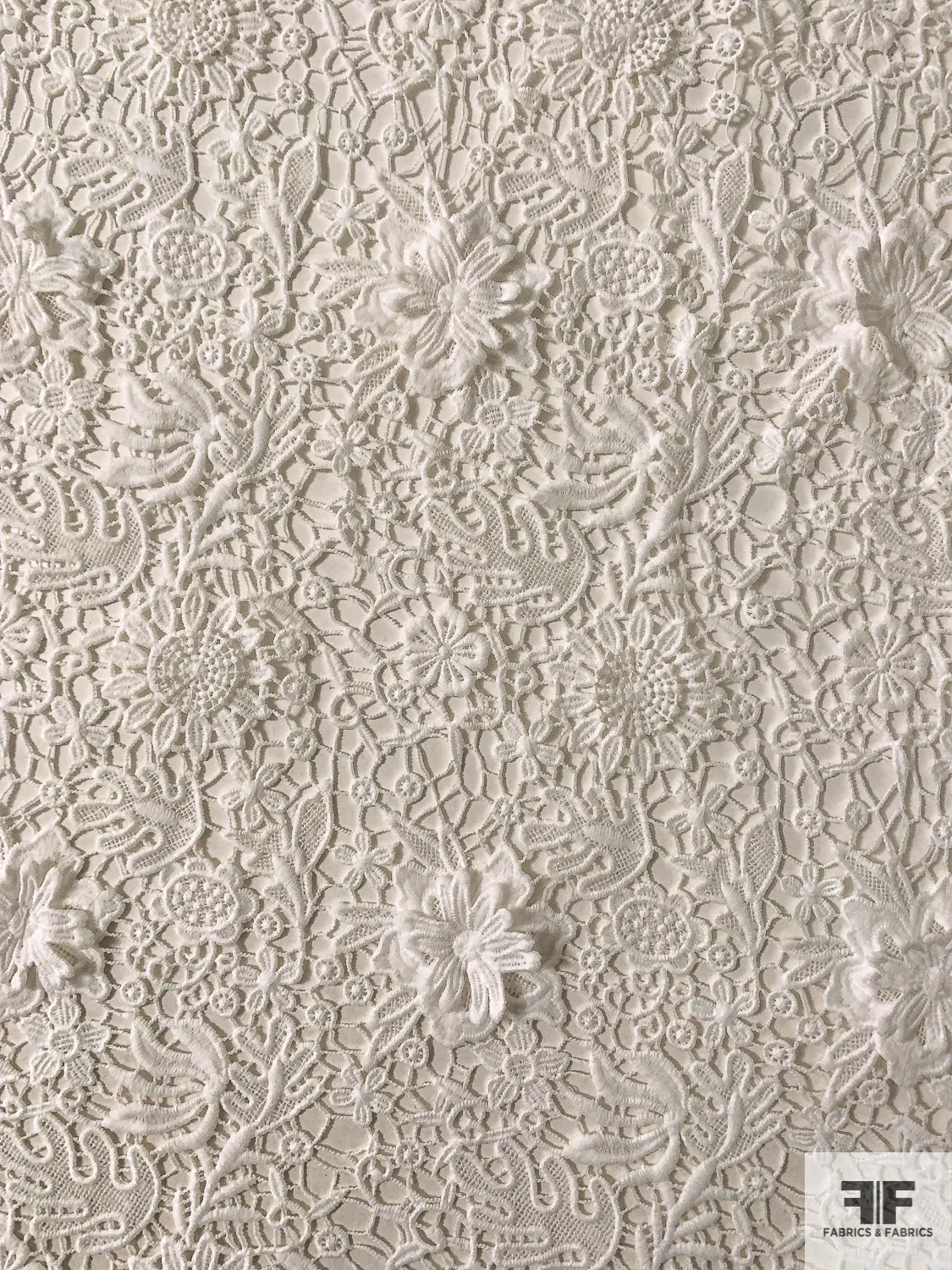 3D Floral Guipure Lace - White