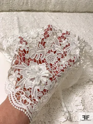 3D Floral Guipure Lace - White