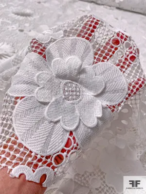 3D Youthful Floral Guipure Lace - White