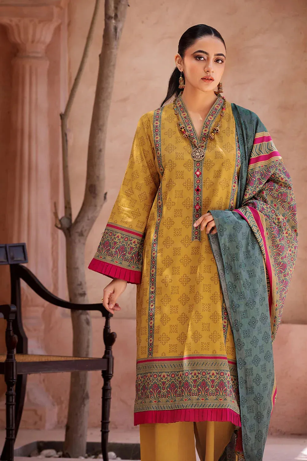 3PC Printed Unstitched Lawn Suit KLA-2688