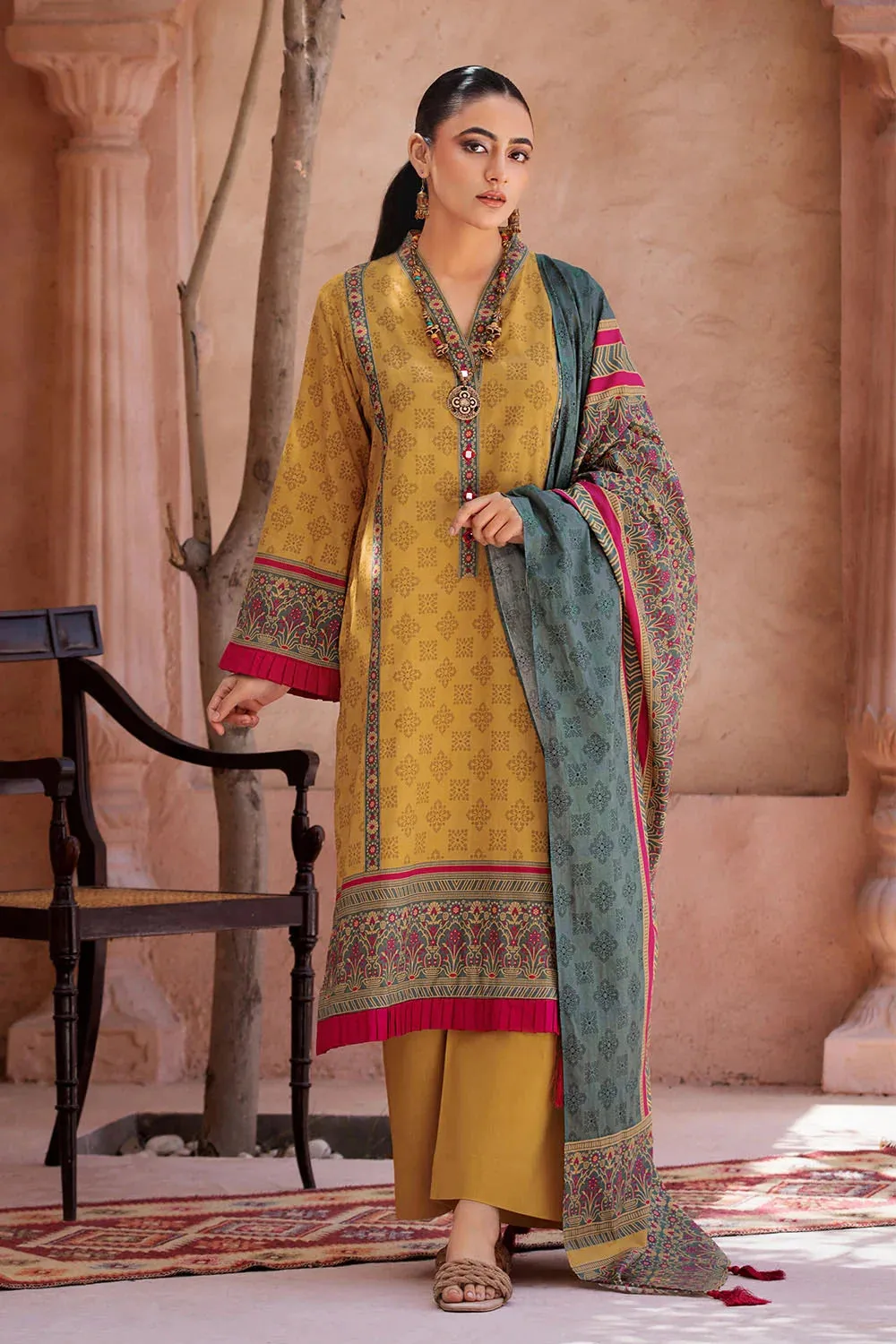 3PC Printed Unstitched Lawn Suit KLA-2688