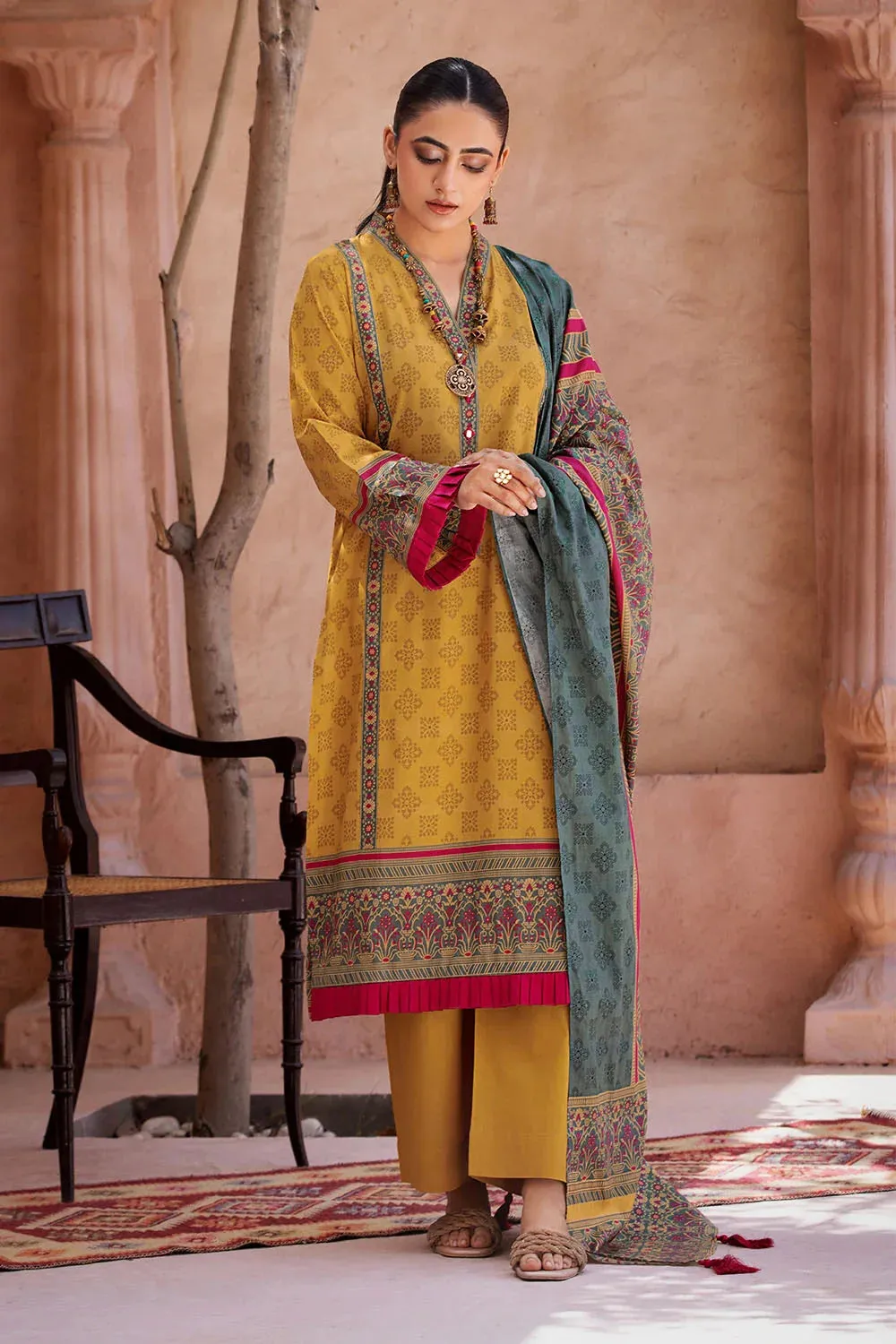 3PC Printed Unstitched Lawn Suit KLA-2688