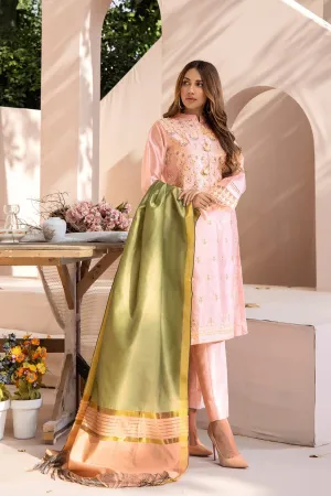 3PC Unstitched Embroidered Faux Silk Suit KFSE-2328