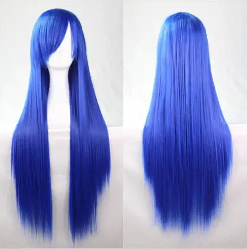 80cm Fashion Long Straight Cosplay Party Women Anime Hair Full Wig Fancy Dress