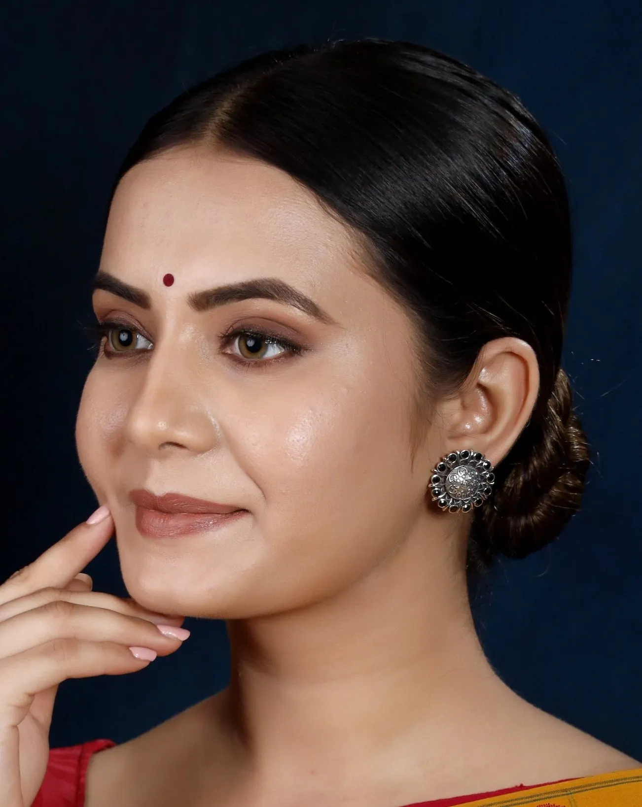 925 Silver Antique Look Black Stud