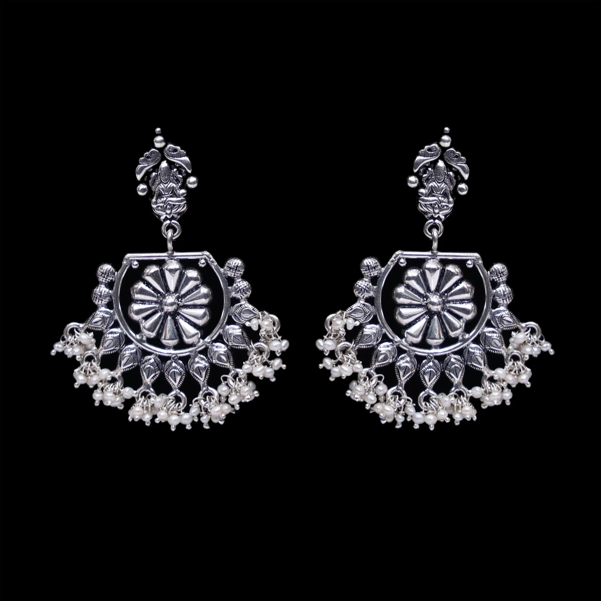 925 Silver Antique Look Handmade Earring with Fresh Water Pearl Hanging