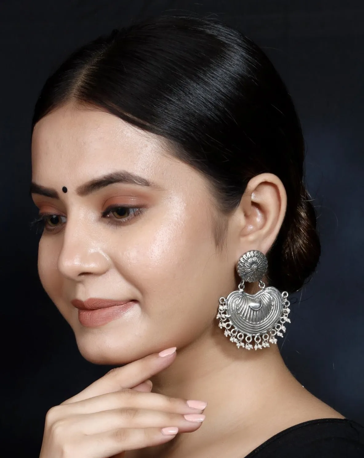 925 Silver Antique Look Handmade Earring with Fresh Water Pearl Hanging