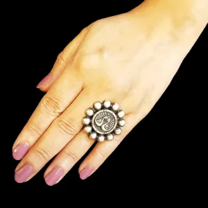 925 Silver Dual Peacock Center Antique Adjustable Ring