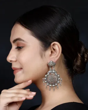 925 Silver Dual Peacock Handmade Earring With Silver Ball Hanging