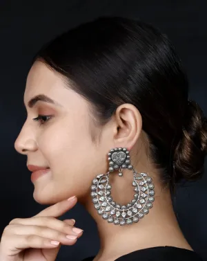 925 Silver Handmade Earring With Center Silver Ball Hanging