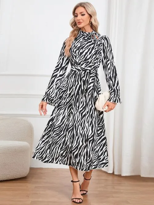 Animal Print Tie Front Dress