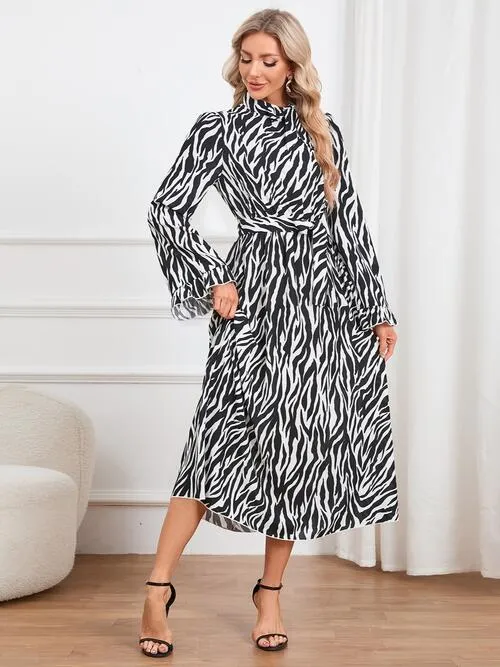Animal Print Tie Front Dress
