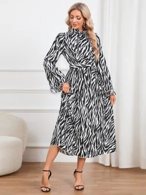 Animal Print Tie Front Dress