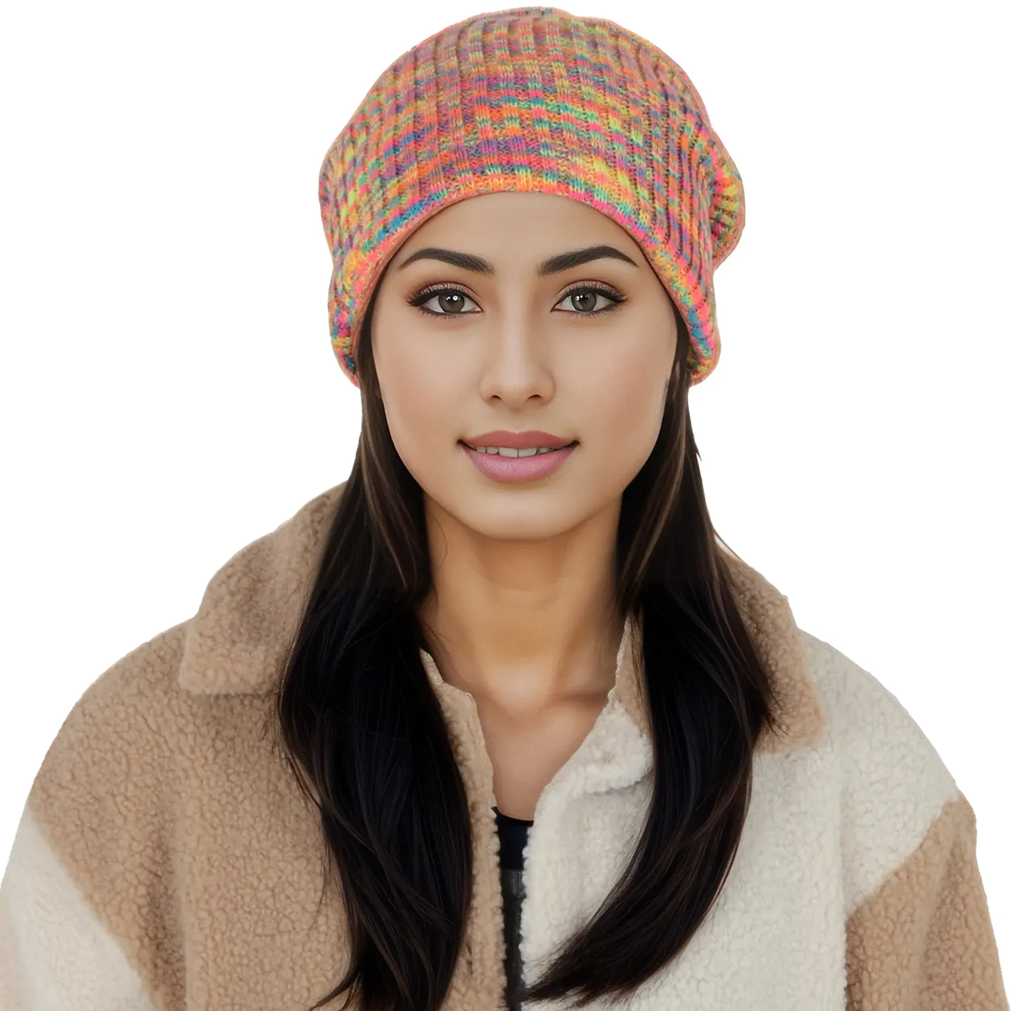 Anna-Kaci Winter Slouchy Beanie Hat Colorful Stretchy Knit Long Baggy Slouch Skull Cap for Women