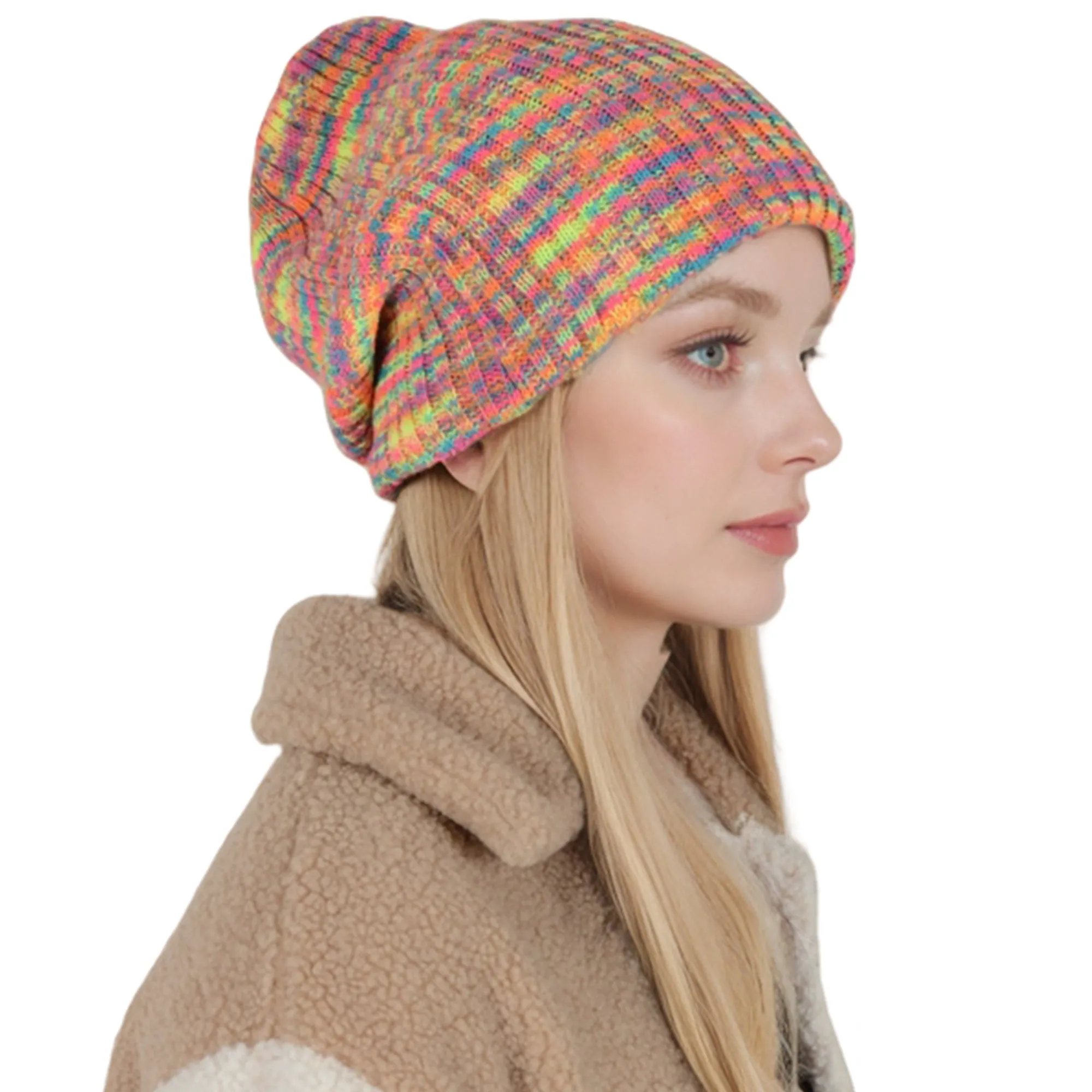 Anna-Kaci Winter Slouchy Beanie Hat Colorful Stretchy Knit Long Baggy Slouch Skull Cap for Women