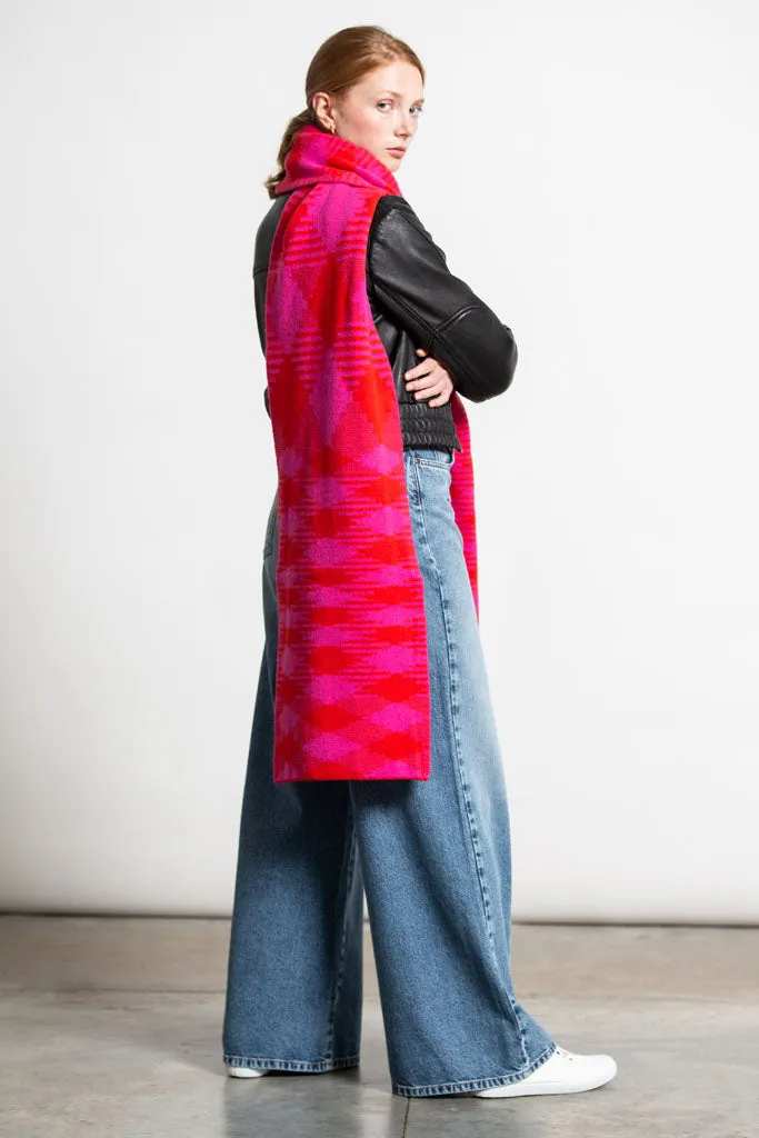 ARGYLE BLANKET SCARF PINK MIX
