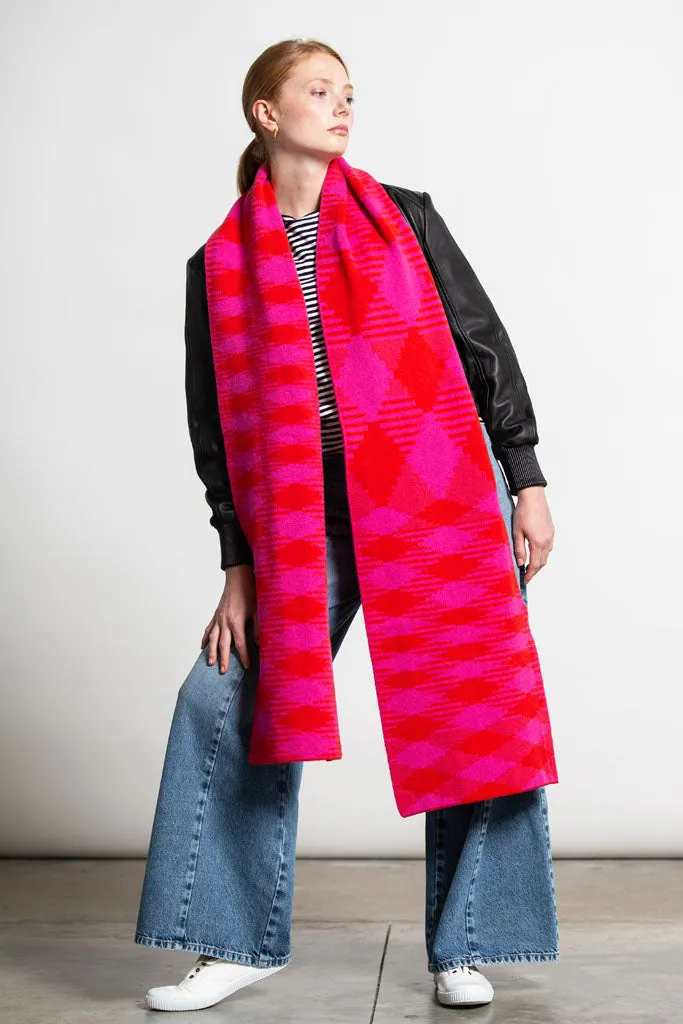 ARGYLE BLANKET SCARF PINK MIX