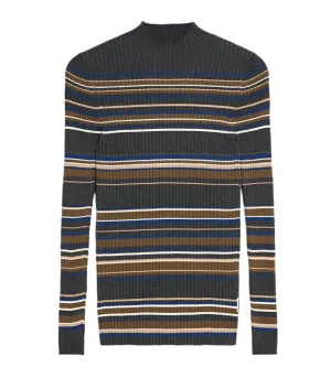 ARMEDANGELS Alaania new stripes turtleneck steel melange faded indigo women