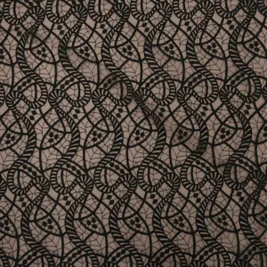 Black Abstract Designed Guipure Lace Fabric