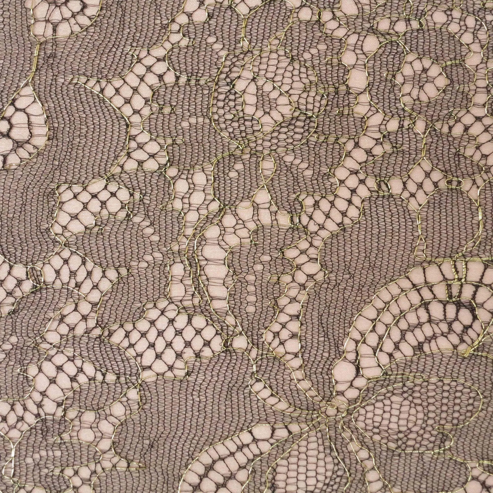 Black and Gold Corded Floral Solstiss Lace