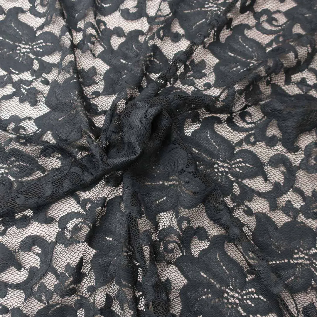 Black Floral Chantilly Classic French Alencon Lace