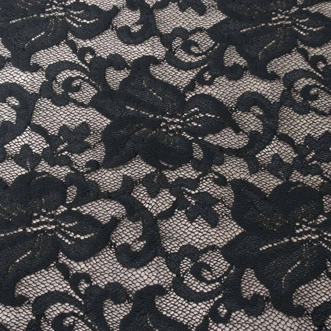 Black Floral Chantilly Classic French Alencon Lace