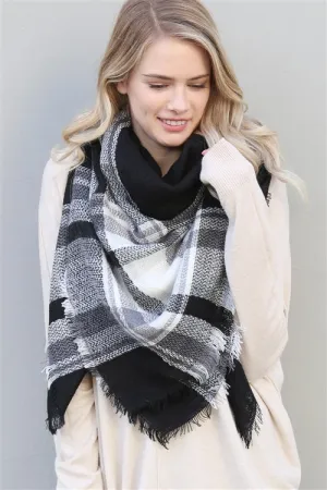 Black/Cream Fringed Blanket Scarf