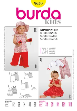Burda 9650 Baby Girls' Summer Outfits Pattern