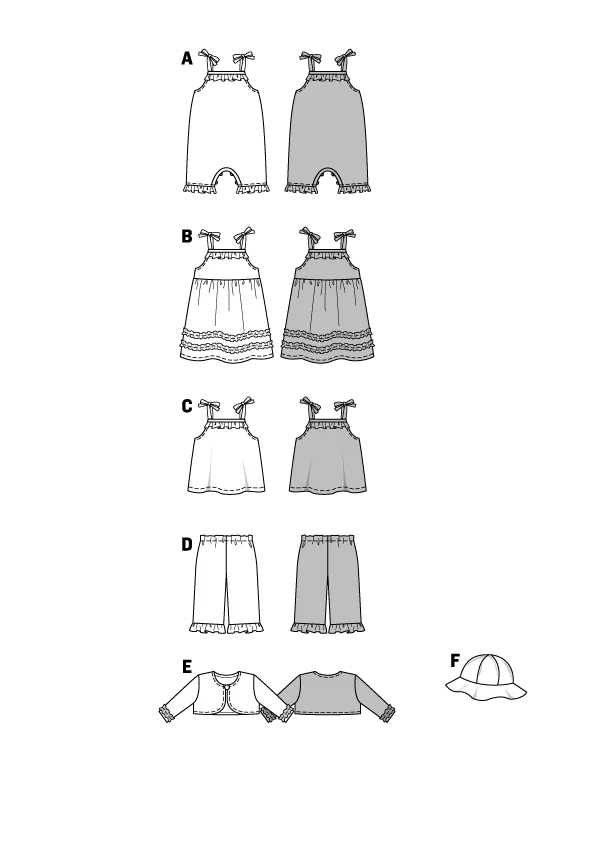 Burda 9650 Baby Girls' Summer Outfits Pattern