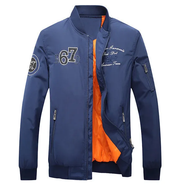 Classic Number Stitching Bomber Jacket