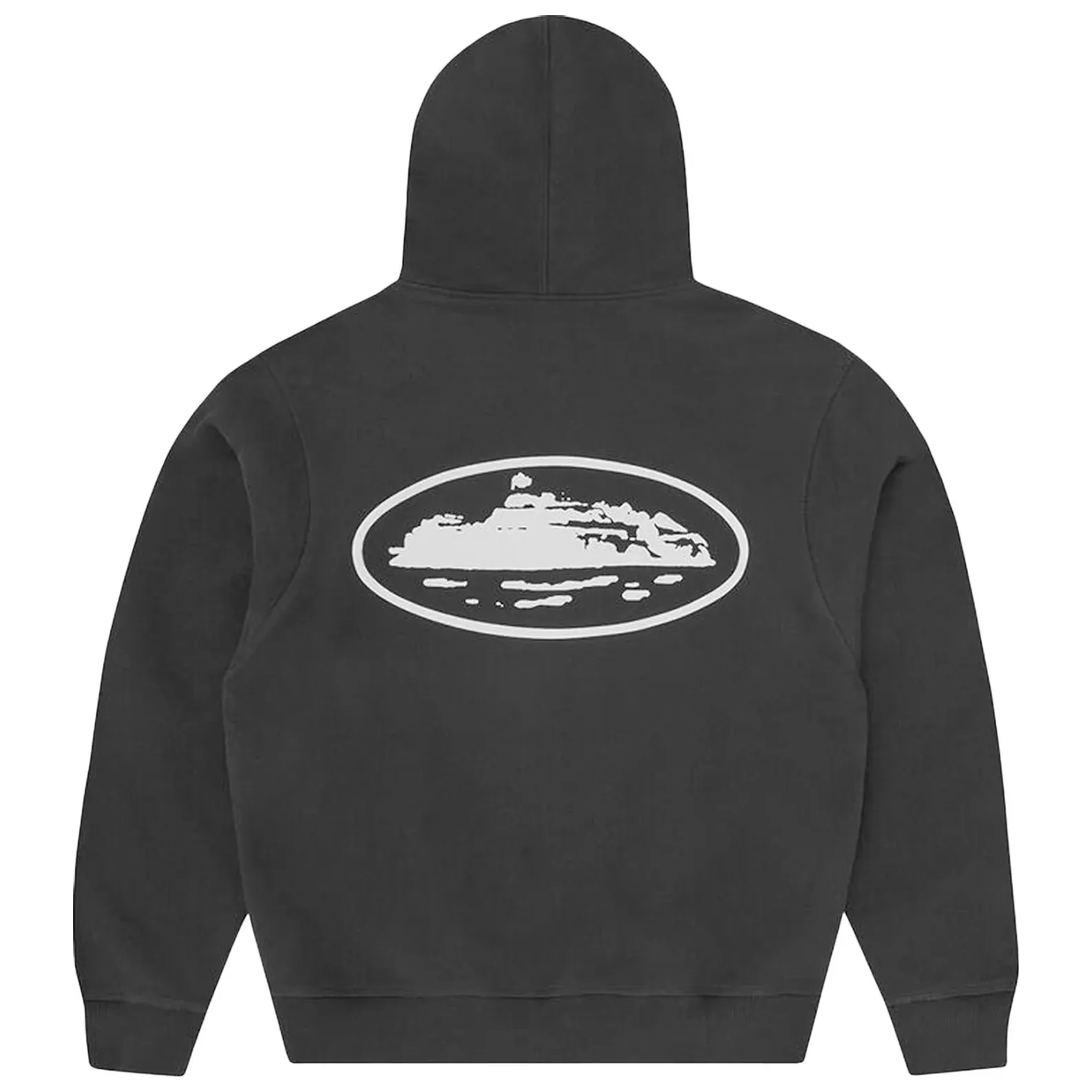 Corteiz Island Puff Print Zip Up Hoodie Black