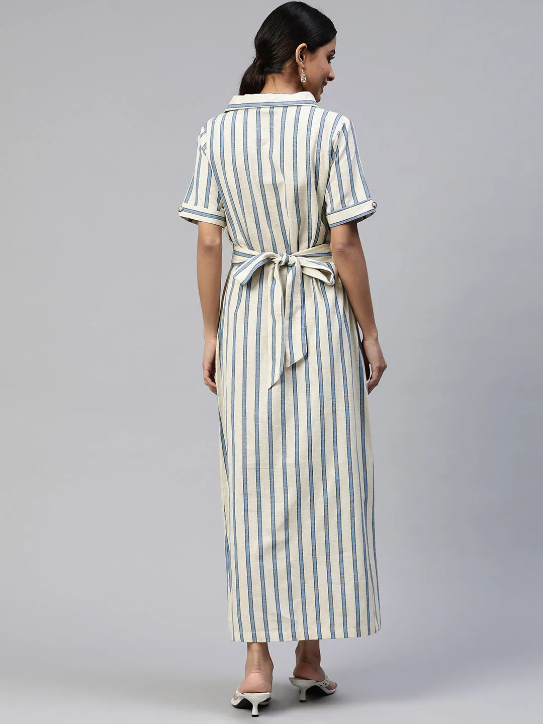 Cottinfab Striped Shirt Maxi Dress