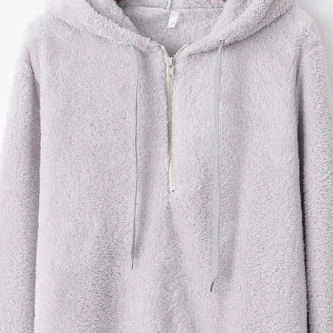 Cozy Escape Quarter Zip Teddy Hoodie
