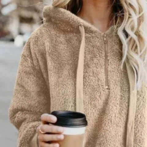 Cozy Escape Quarter Zip Teddy Hoodie