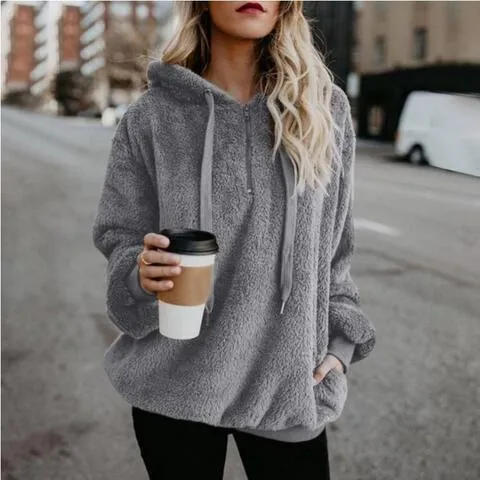Cozy Escape Quarter Zip Teddy Hoodie